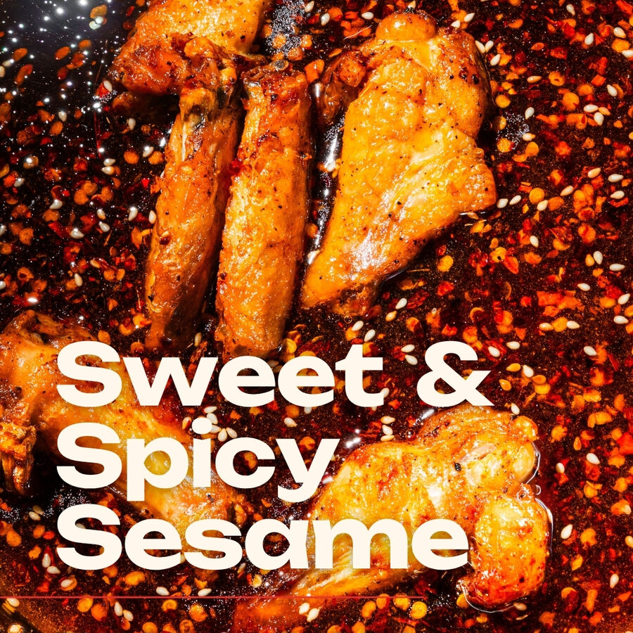 Sweet and spicy sesame wings in chili oil with sesame seeds